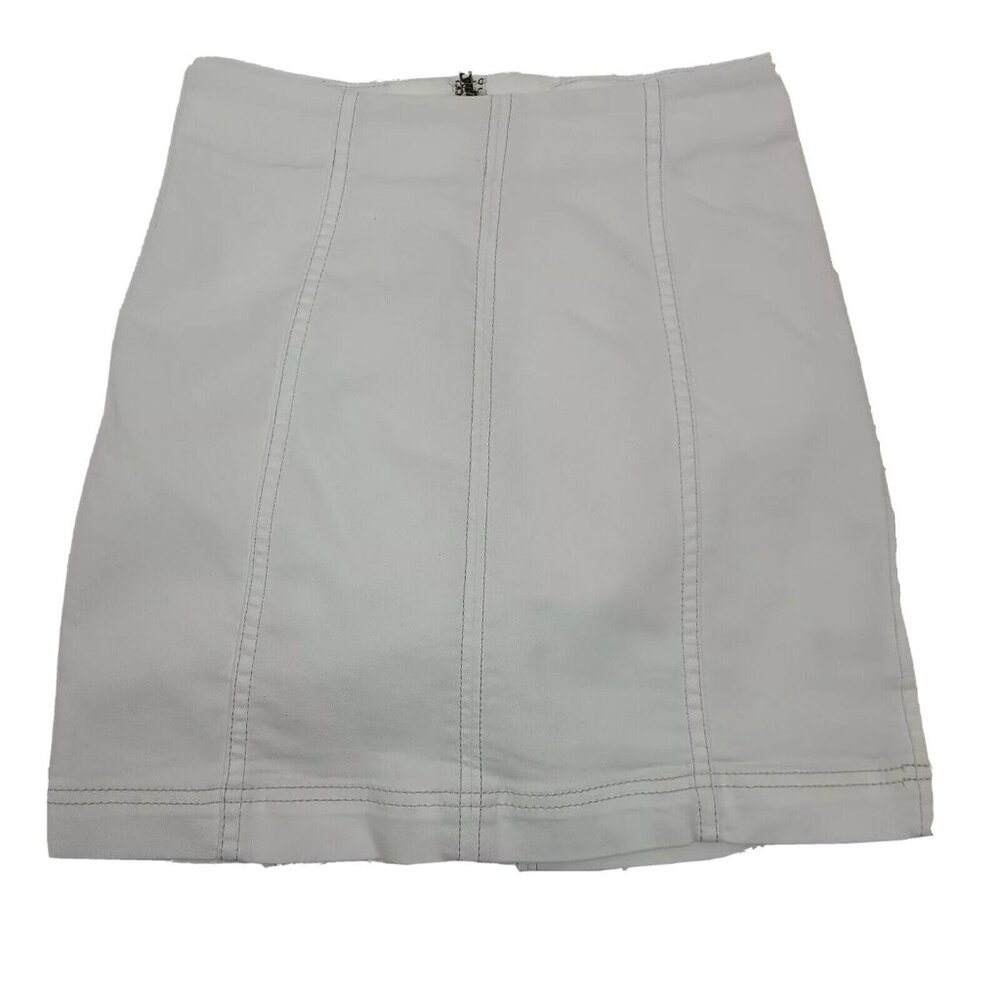 Free‎ People Skirt Womens Size 0 Solid White Zip Back Minimalist Mini Modern